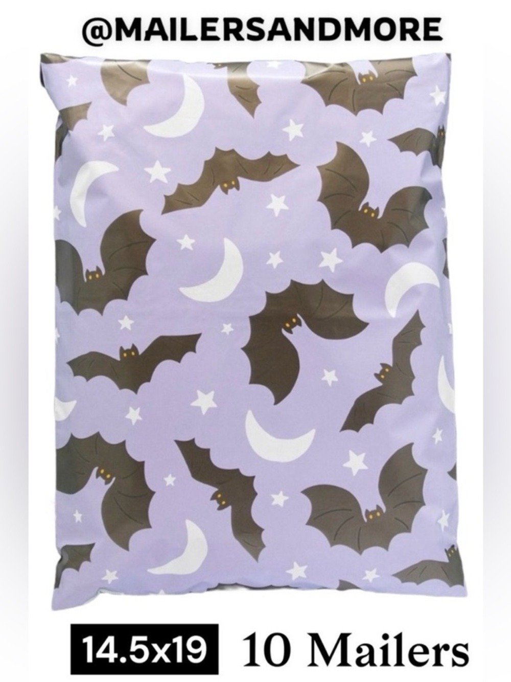 10 Purple Bat and Moon Mailers For Costumes, Jackets, Sweaters & Jeans 14.5x19